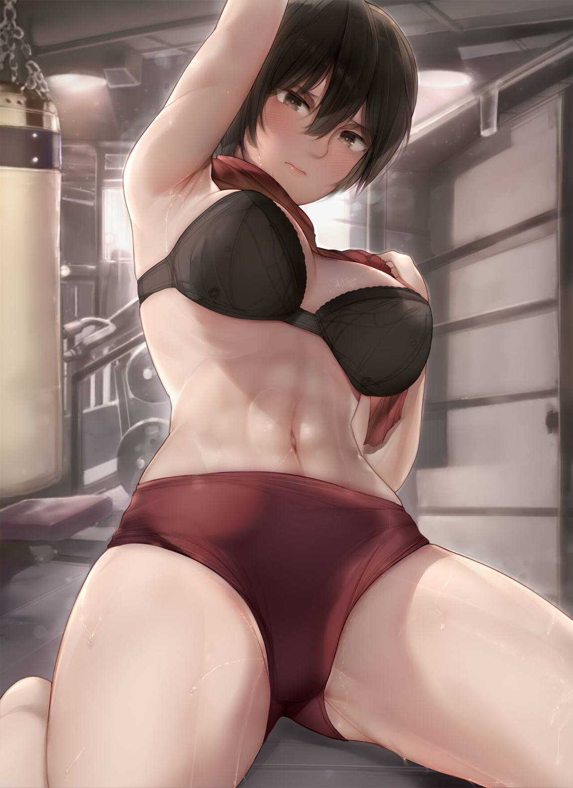 Mikasa after workout  トレーニング後のミカサ 1ページ