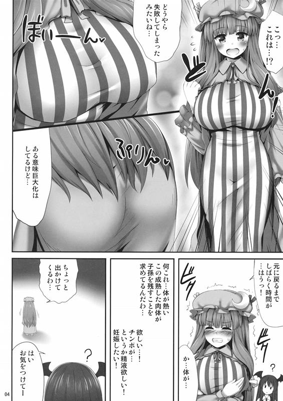 巨乳キャラと化したパチュリーのエロ本 3ページ