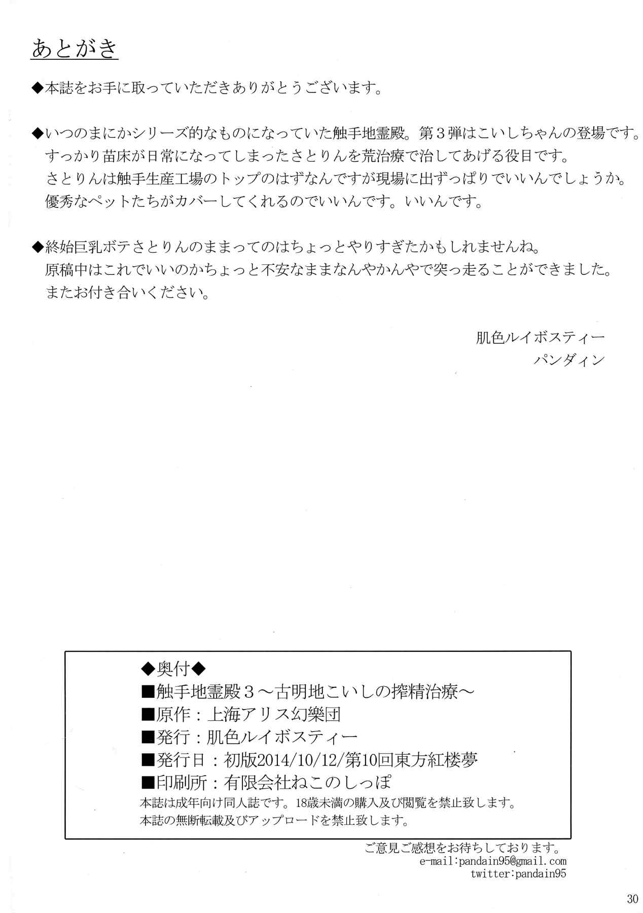 触手地霊殿3 ～古明地こいしの搾精治療～ 30ページ