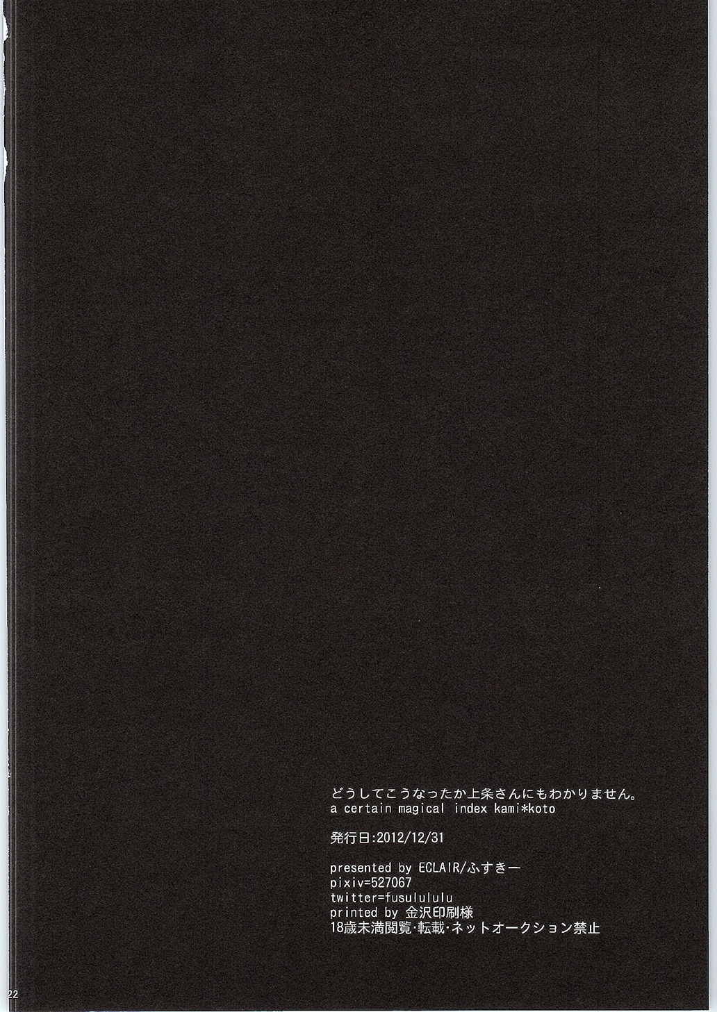 どうしてこうなったか上条さんにもわかりません。 22ページ
