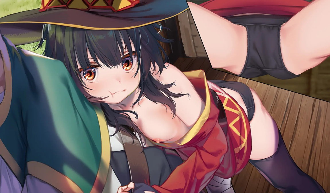 このいやらしい 淫夢を魔女っ娘に！MP切れでカズマの背中でぐったり中のめぐみんが馬車の中で 集団痴漢に遭うやつ 38ページ