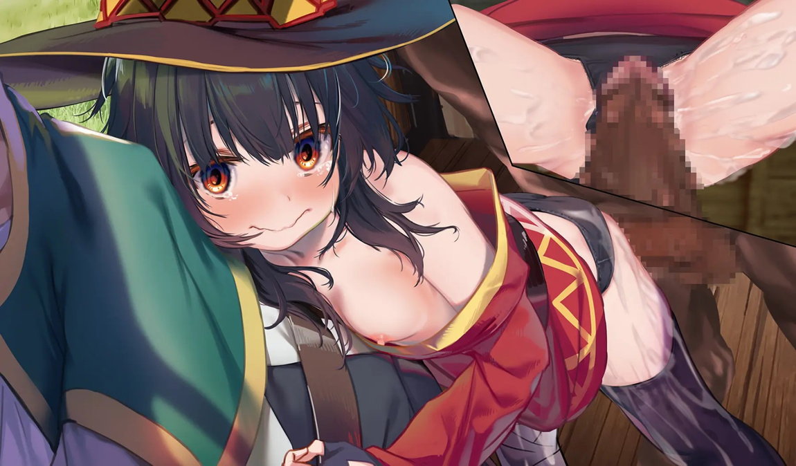 このいやらしい 淫夢を魔女っ娘に！MP切れでカズマの背中でぐったり中のめぐみんが馬車の中で 集団痴漢に遭うやつ 54ページ