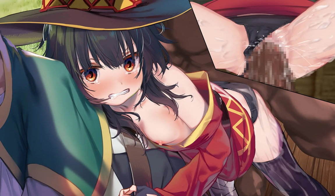 このいやらしい 淫夢を魔女っ娘に！MP切れでカズマの背中でぐったり中のめぐみんが馬車の中で 集団痴漢に遭うやつ 55ページ