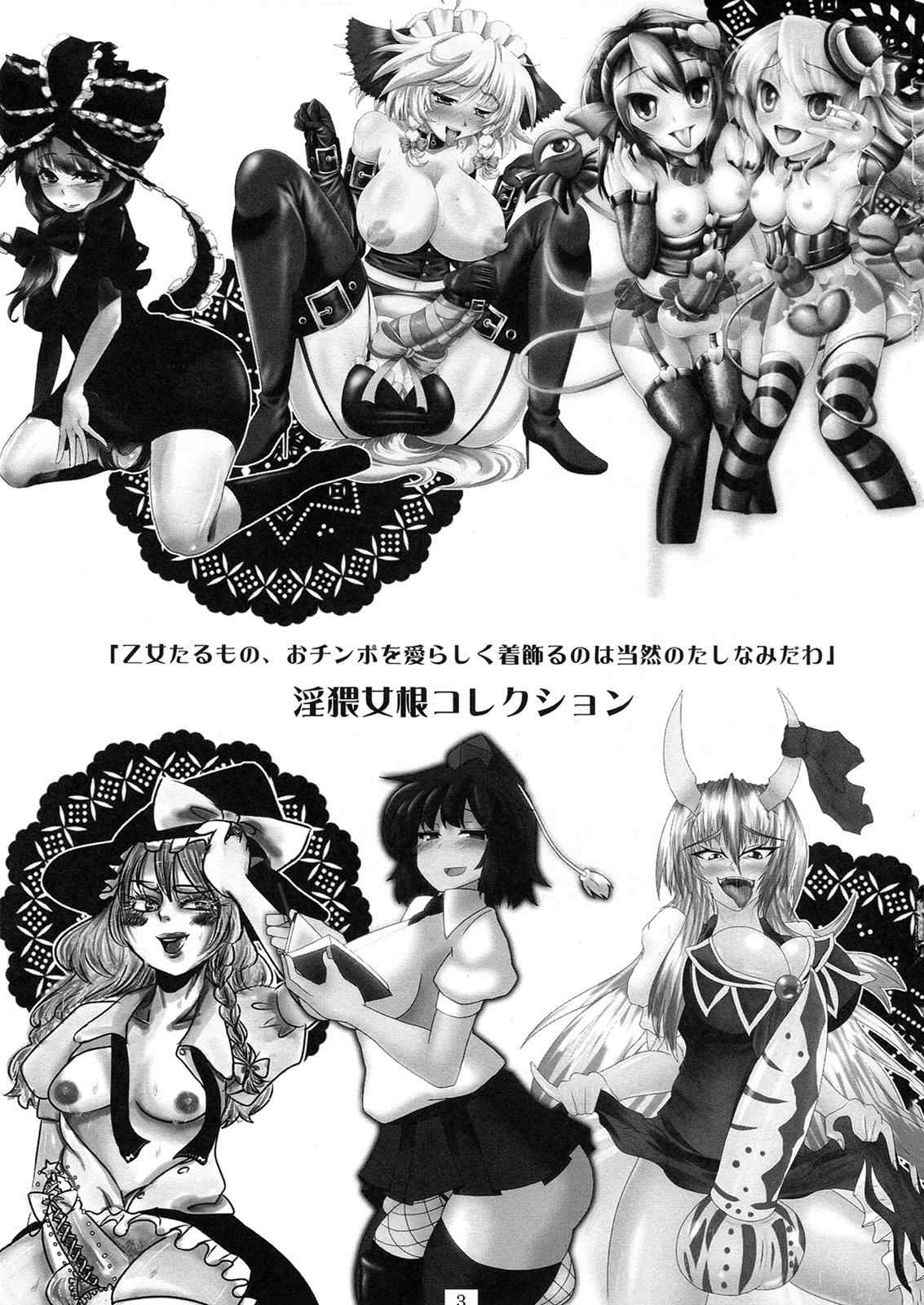 東方ふたなりチンポファッションショー合同誌 淫猥女根コレクション 3ページ